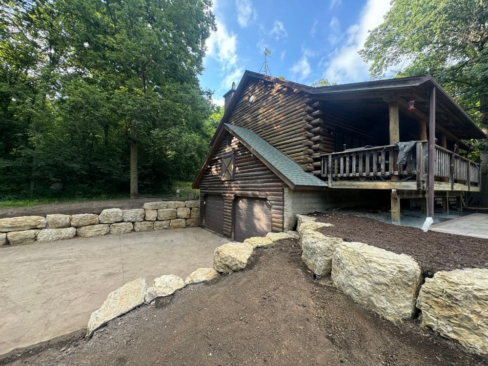 Hampton, MN Timber Wall Reconstruction and Driveway Resloping