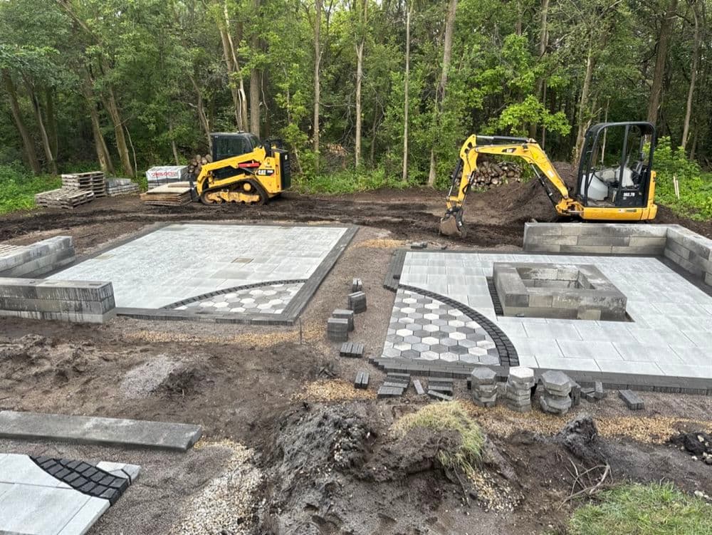 Backyard Transformation with Dual Patios and Pergola in Cottage Grove