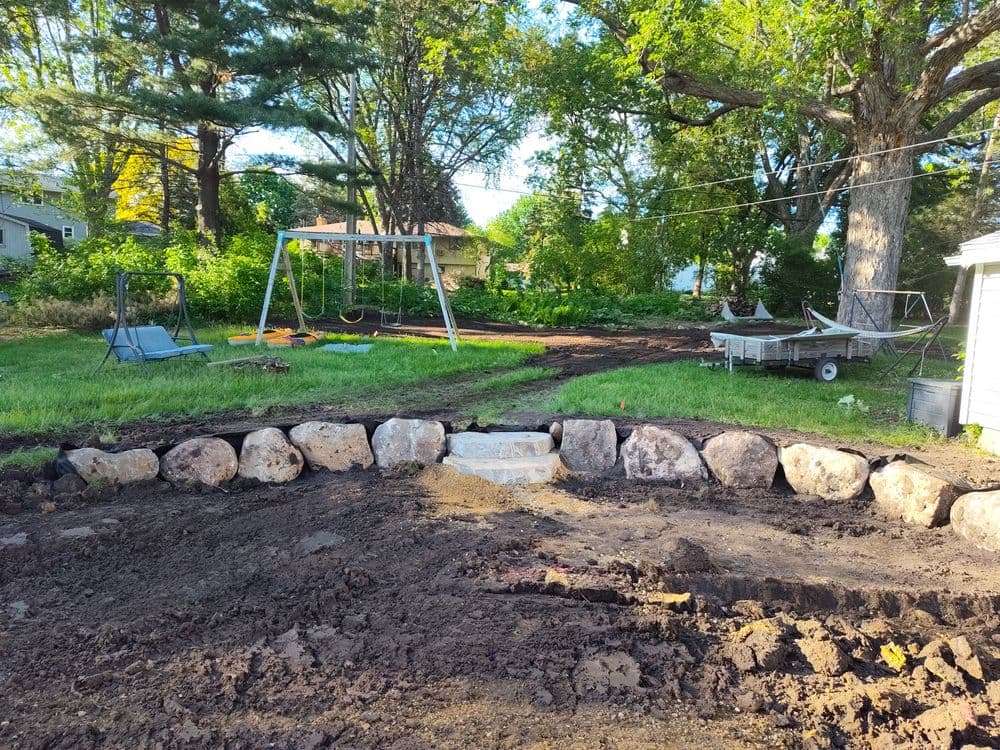 Gallery photos for Paver Patio and Boulder Wall Build in Mendota Heights, MN: Image #1