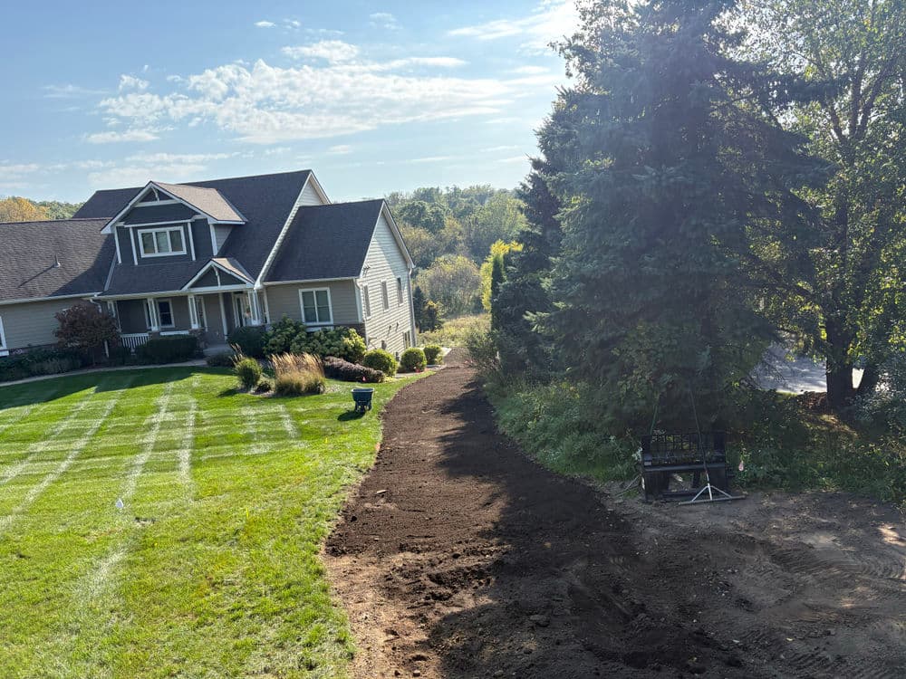 Gallery photos for Boulder Wall Extension, Seeding, and Landscaping in Hudson WI: Image #3