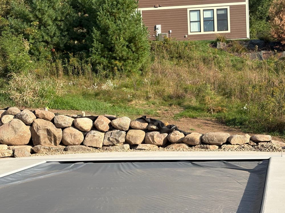 Gallery photos for Boulder Wall Extension, Seeding, and Landscaping in Hudson WI: Image #4