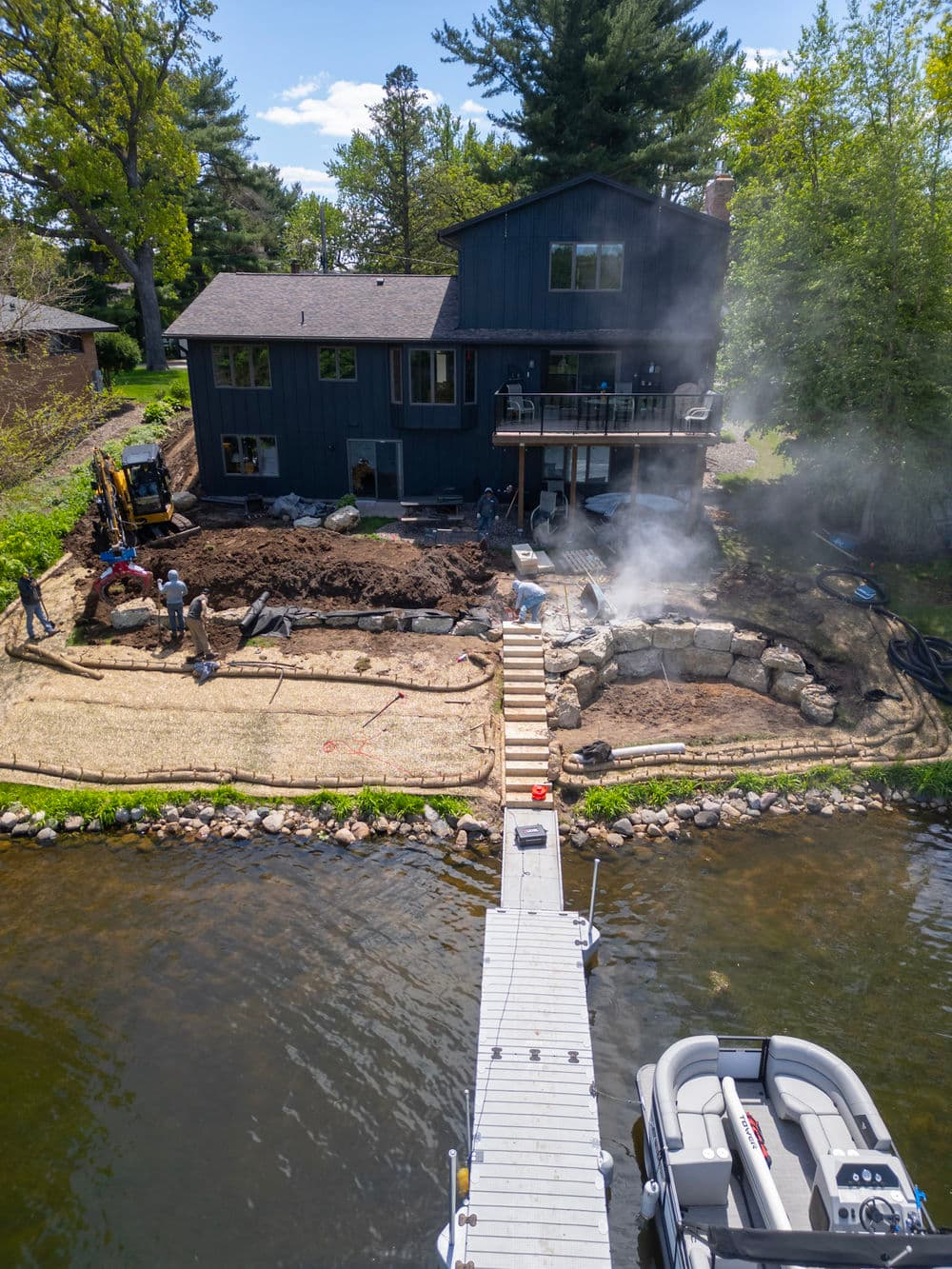 Gallery photos for Boulder Retaining Walls on a Minnesota Lake Property: Image #2